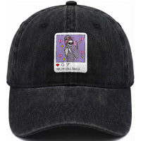 Anti Valentine Washed Cotton Baseball Cap Funny Skeleton Selfie Meme