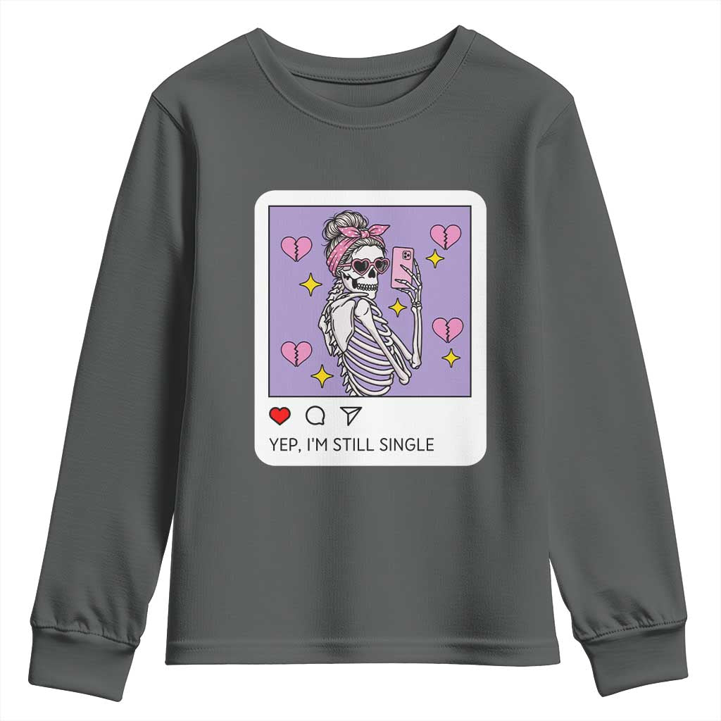Anti Valentine Youth Sweatshirt Funny Skeleton Selfie Meme - Wonder Print Shop