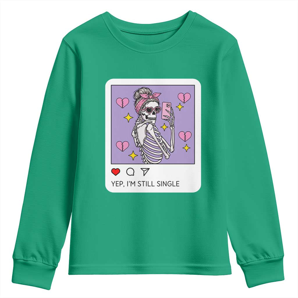 Anti Valentine Youth Sweatshirt Funny Skeleton Selfie Meme - Wonder Print Shop