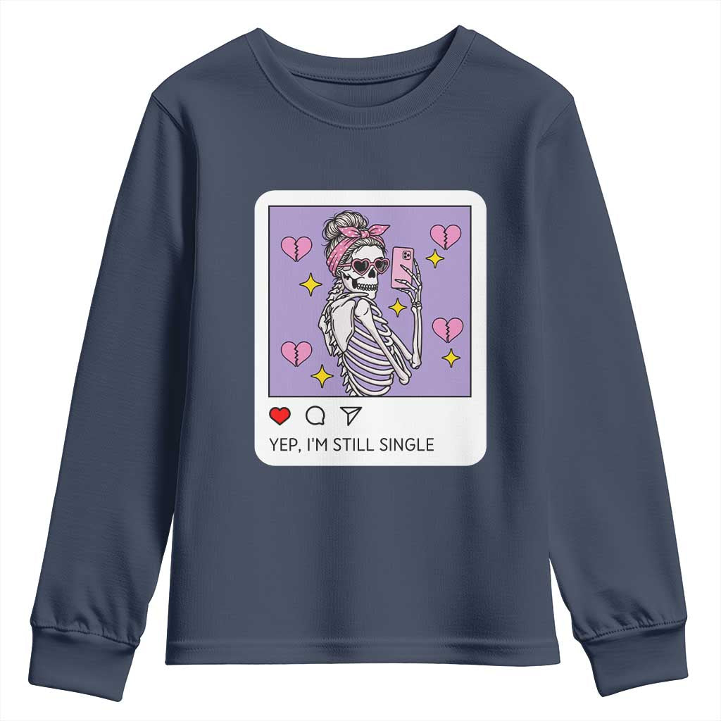 Anti Valentine Youth Sweatshirt Funny Skeleton Selfie Meme - Wonder Print Shop