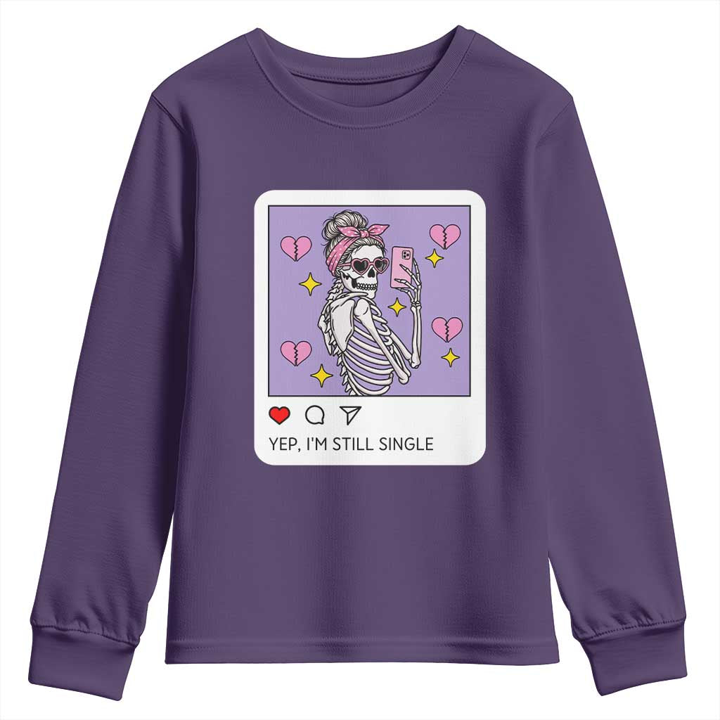 Anti Valentine Youth Sweatshirt Funny Skeleton Selfie Meme - Wonder Print Shop