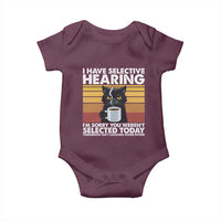 Funny Black Cat Meme Baby Onesie I Have Selective Hearing You Were Not Selected Today - Wonder Print Shop
