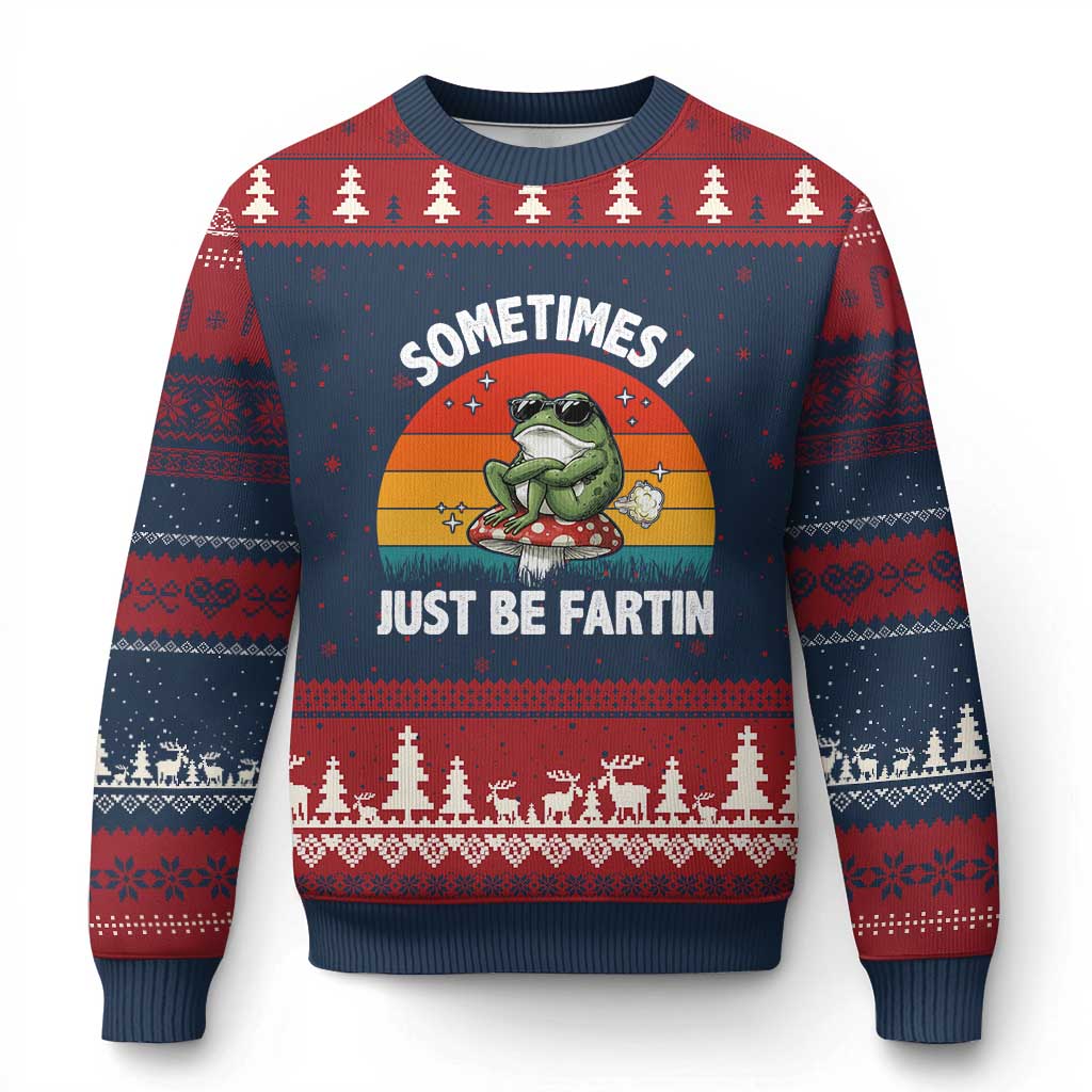 Funny Frog Meme Ugly Christmas Sweater Sometimes I Just Be Fartin - Wonder Print Shop