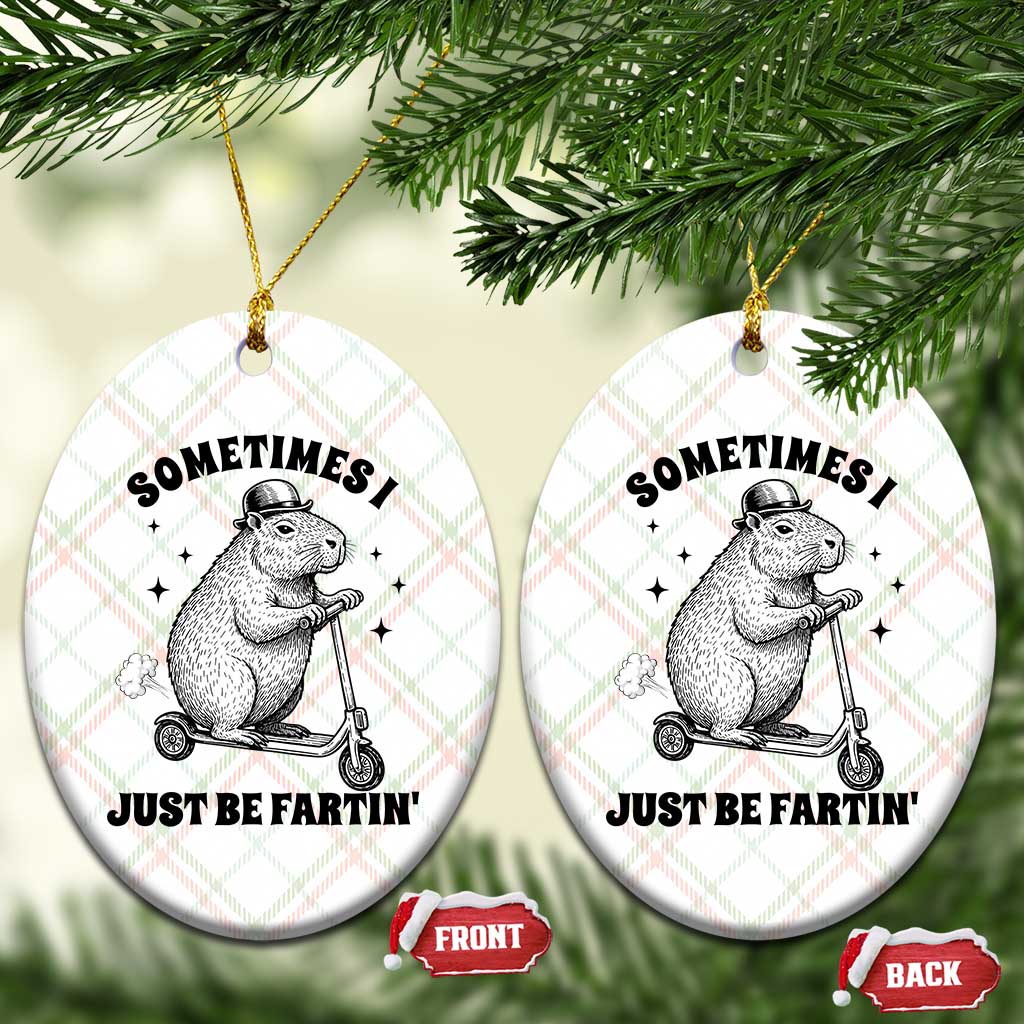 Funny Groundhog Scooter Ceramic Ornament Sometimes I Just Be Fartin - Wonder Print Shop