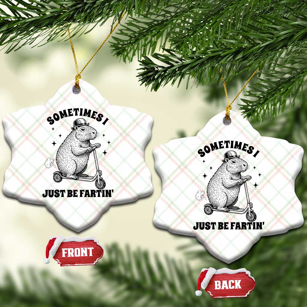 Funny Groundhog Scooter Ceramic Ornament Sometimes I Just Be Fartin - Wonder Print Shop