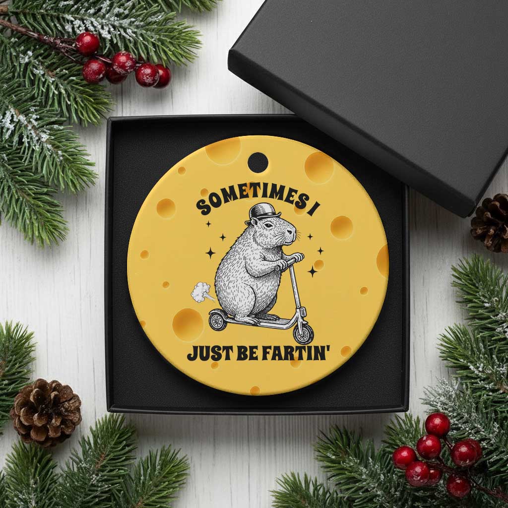 Funny Groundhog Scooter Ceramic Ornament Sometimes I Just Be Fartin - Wonder Print Shop