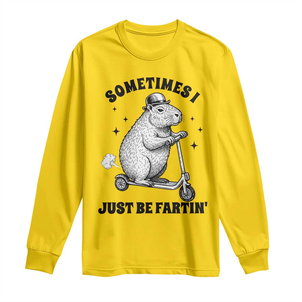 Funny Groundhog Scooter Long Sleeve Shirt Sometimes I Just Be Fartin - Wonder Print Shop
