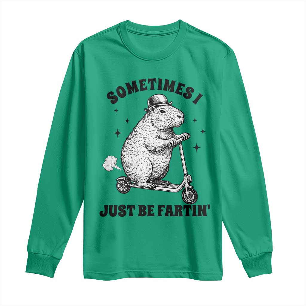 Funny Groundhog Scooter Long Sleeve Shirt Sometimes I Just Be Fartin - Wonder Print Shop