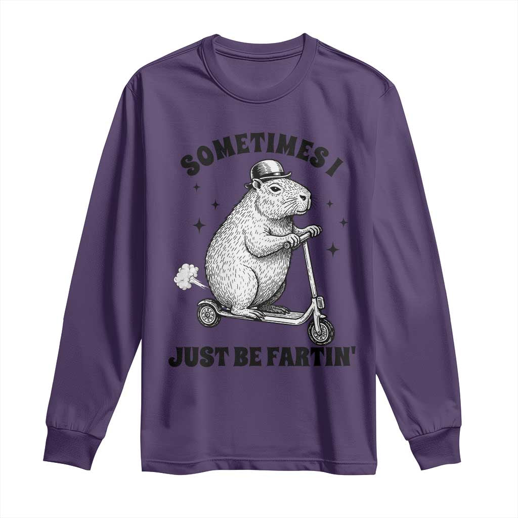 Funny Groundhog Scooter Long Sleeve Shirt Sometimes I Just Be Fartin - Wonder Print Shop