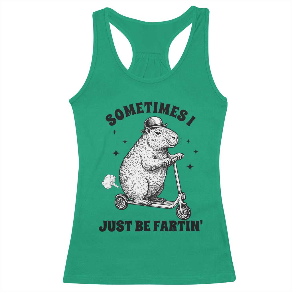 Funny Groundhog Scooter Racerback Tank Top Sometimes I Just Be Fartin - Wonder Print Shop