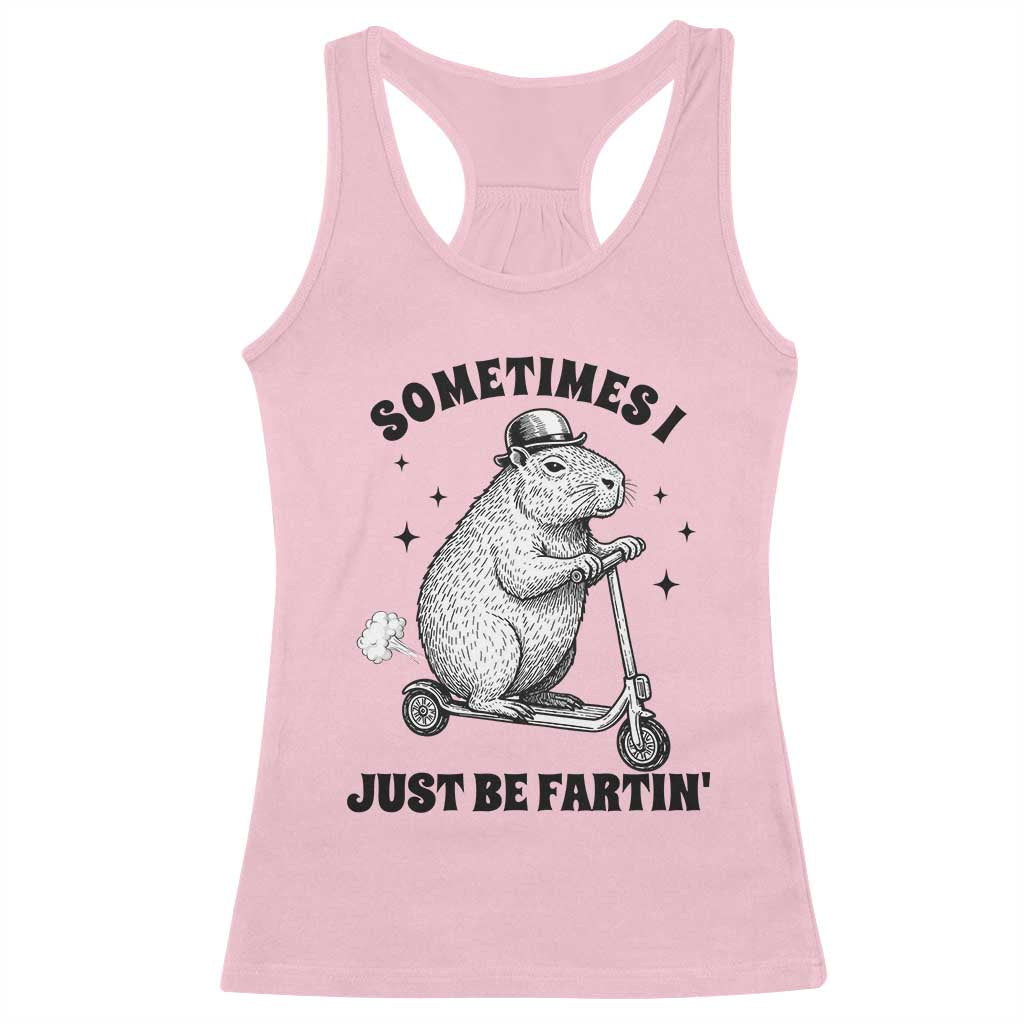 Funny Groundhog Scooter Racerback Tank Top Sometimes I Just Be Fartin - Wonder Print Shop