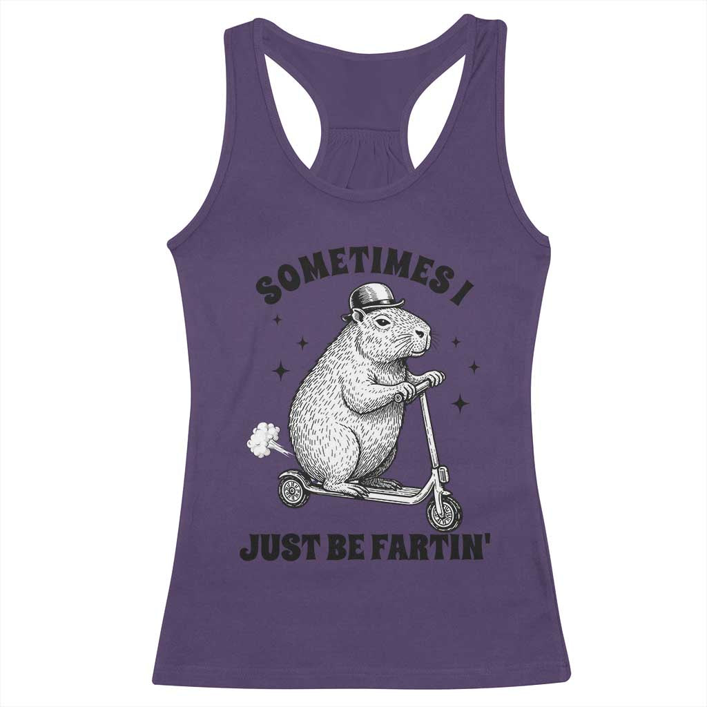 Funny Groundhog Scooter Racerback Tank Top Sometimes I Just Be Fartin - Wonder Print Shop