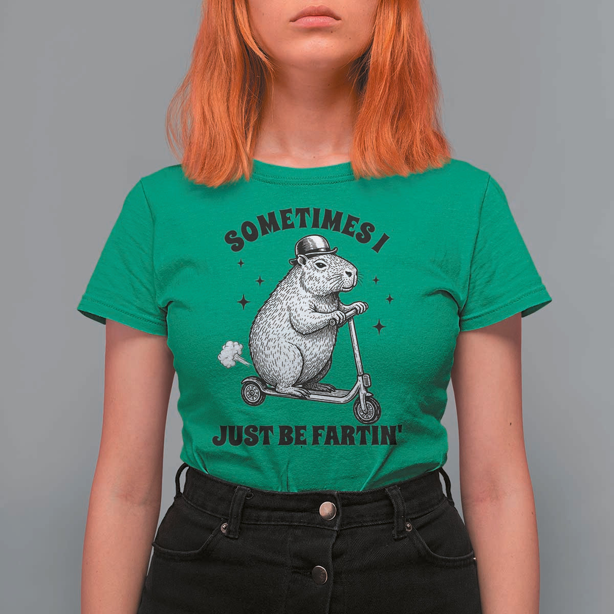 Funny Groundhog Scooter T Shirt For Women Sometimes I Just Be Fartin - Wonder Print Shop