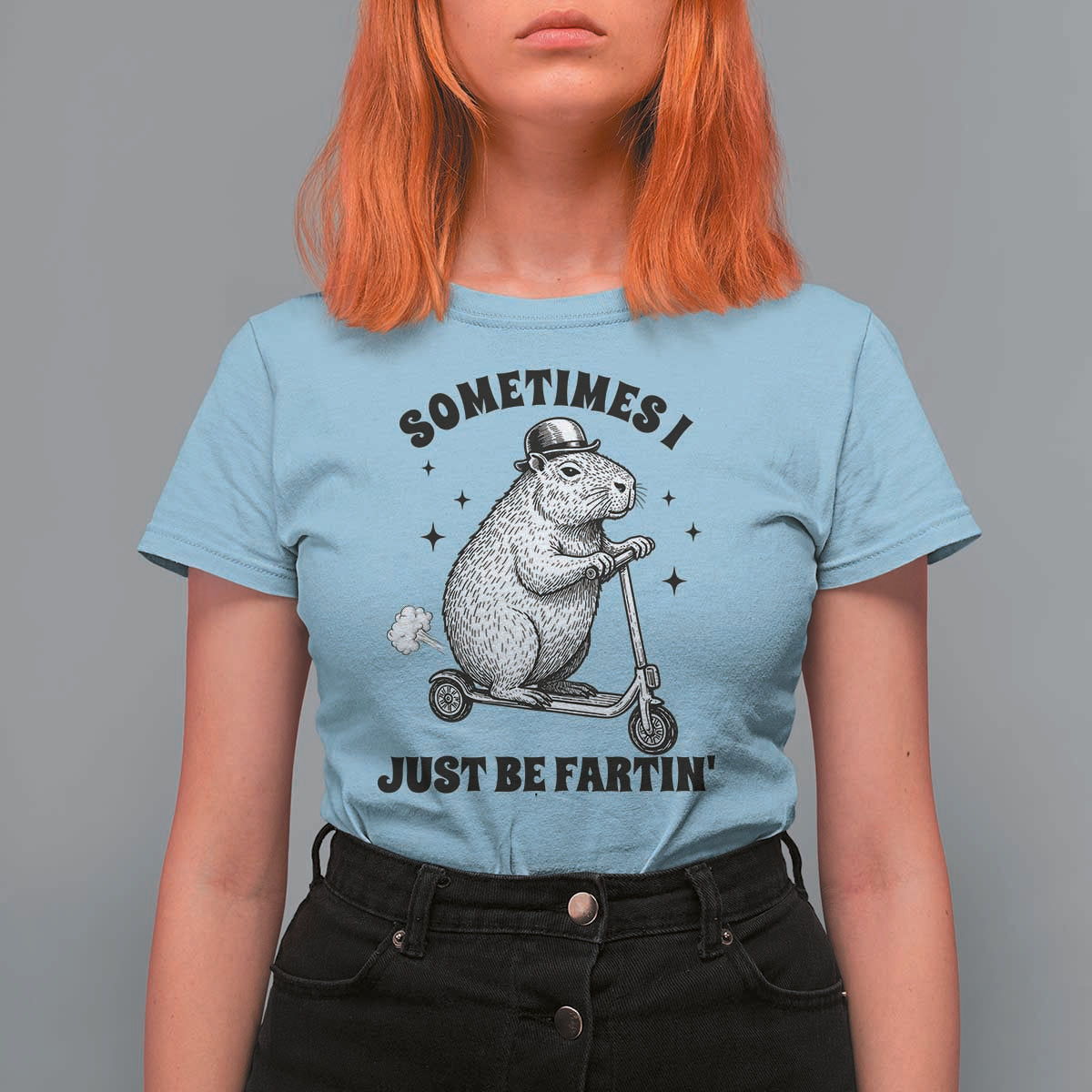 Funny Groundhog Scooter T Shirt For Women Sometimes I Just Be Fartin - Wonder Print Shop