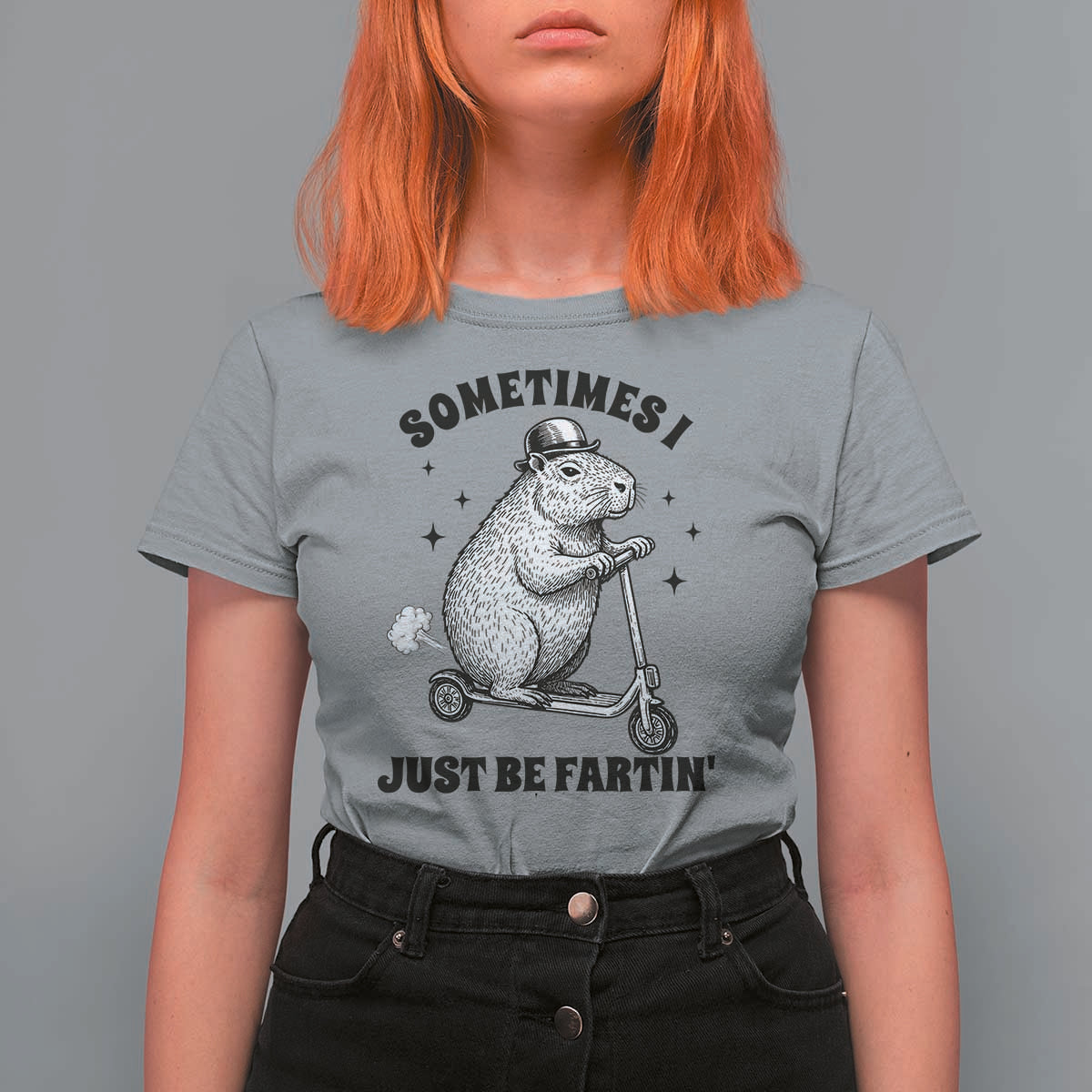 Funny Groundhog Scooter T Shirt For Women Sometimes I Just Be Fartin - Wonder Print Shop