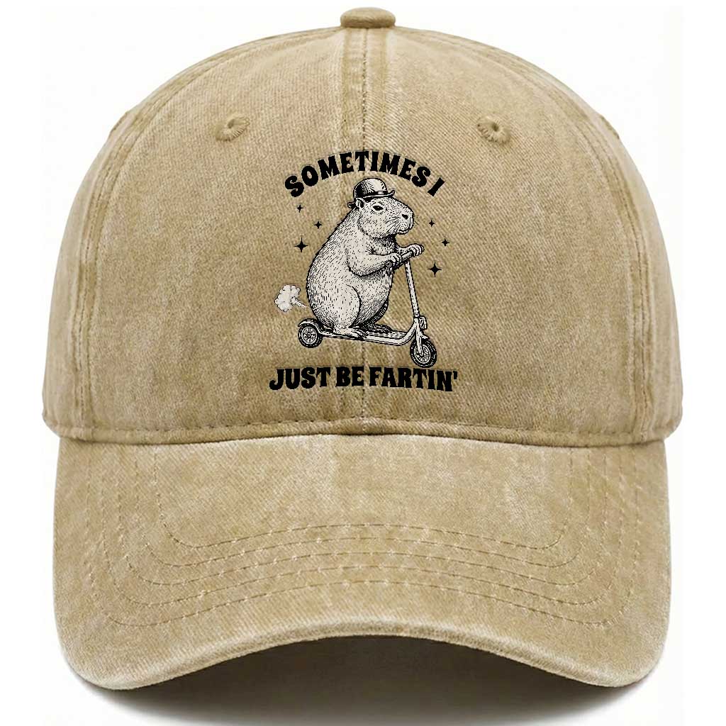Funny Groundhog Scooter Washed Cotton Baseball Cap Sometimes I Just Be Fartin