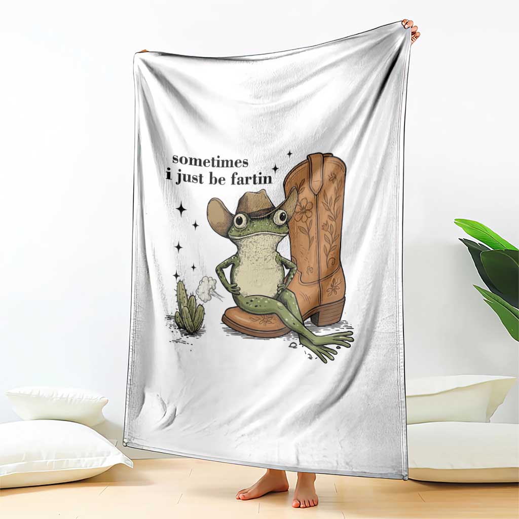 Funny Cowboy Frog Throw Blanket Sometimes I Just Be Fartin - Wonder Print Shop