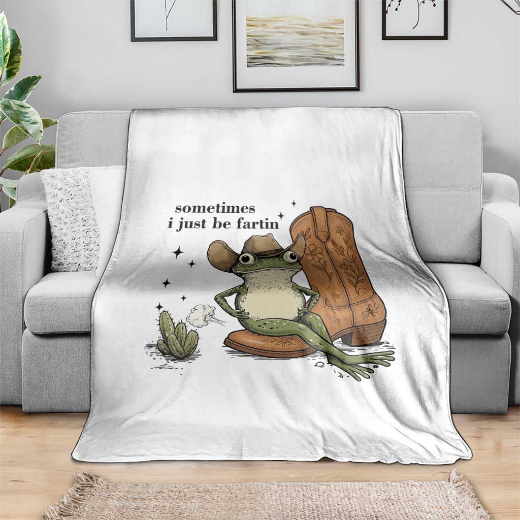 Funny Cowboy Frog Throw Blanket Sometimes I Just Be Fartin - Wonder Print Shop