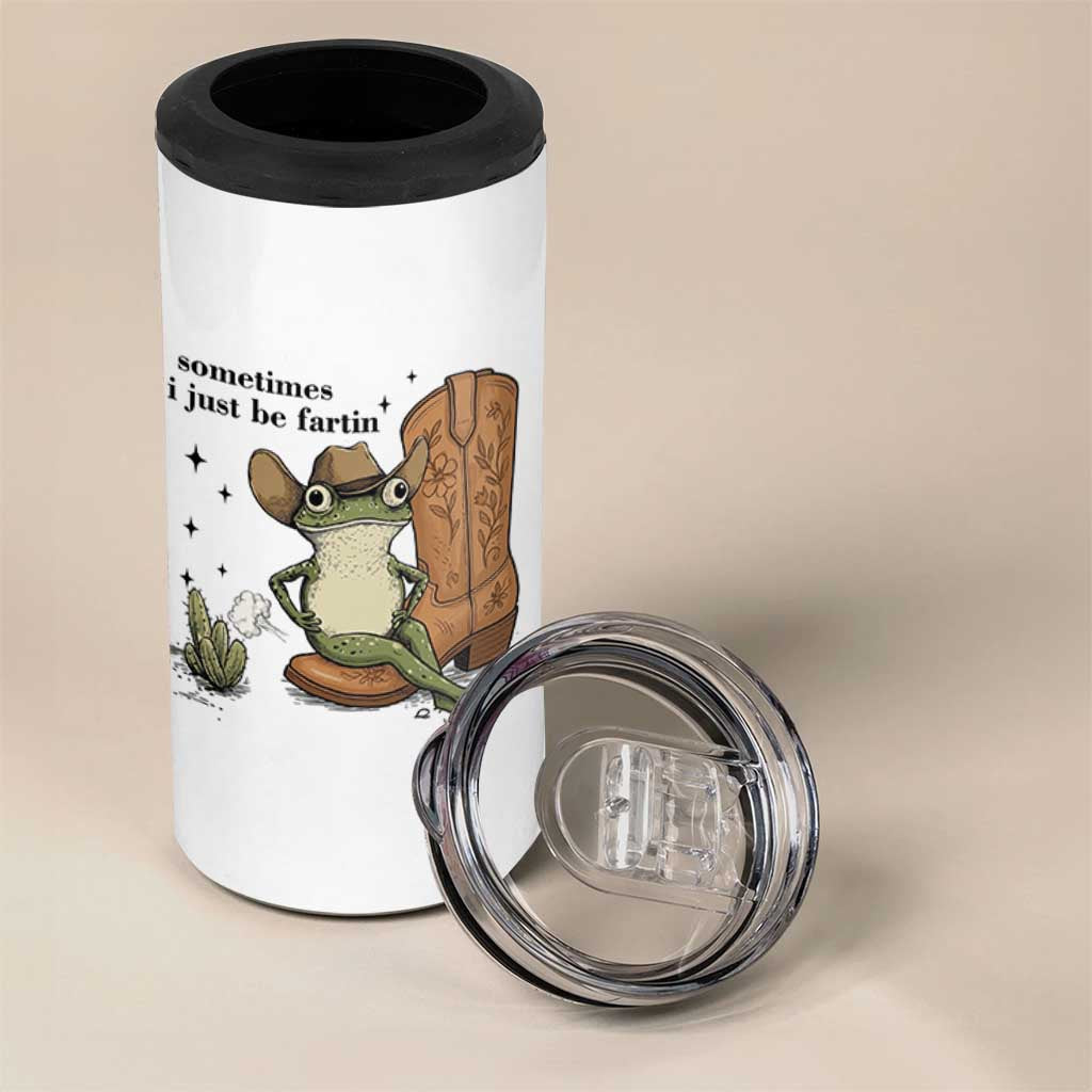 Funny Cowboy Frog 4 in 1 Can Cooler Tumbler Sometimes I Just Be Fartin - Wonder Print Shop