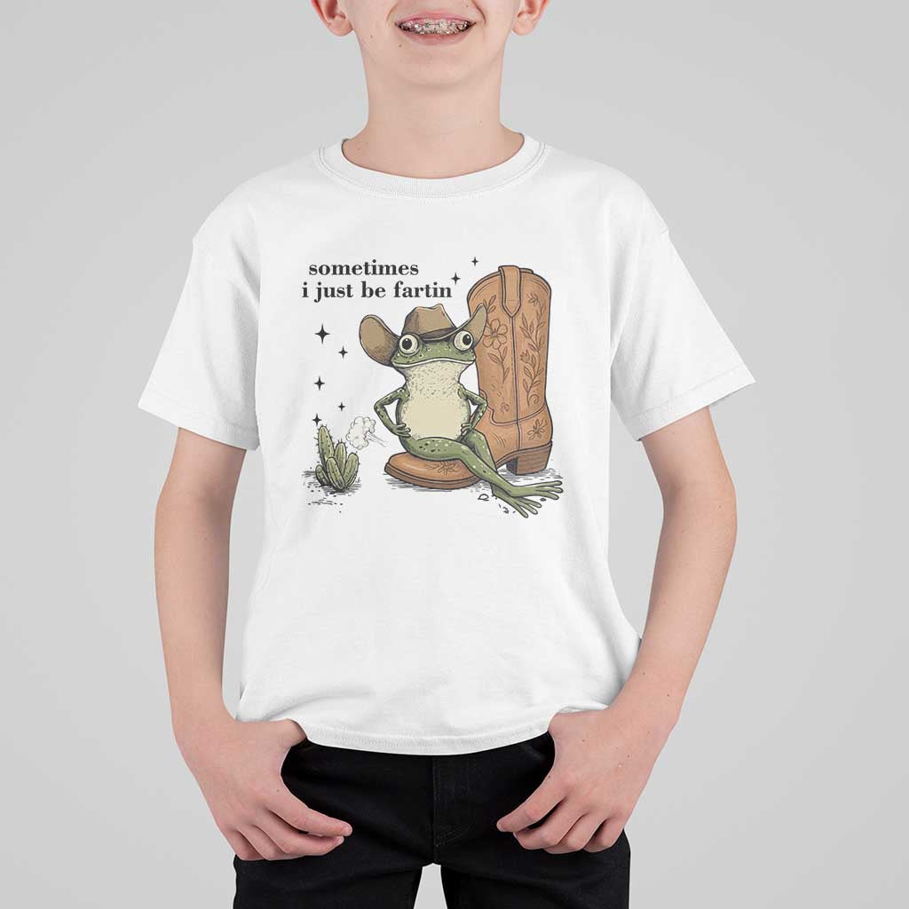 Funny Cowboy Frog T Shirt For Kid Sometimes I Just Be Fartin - Wonder Print Shop