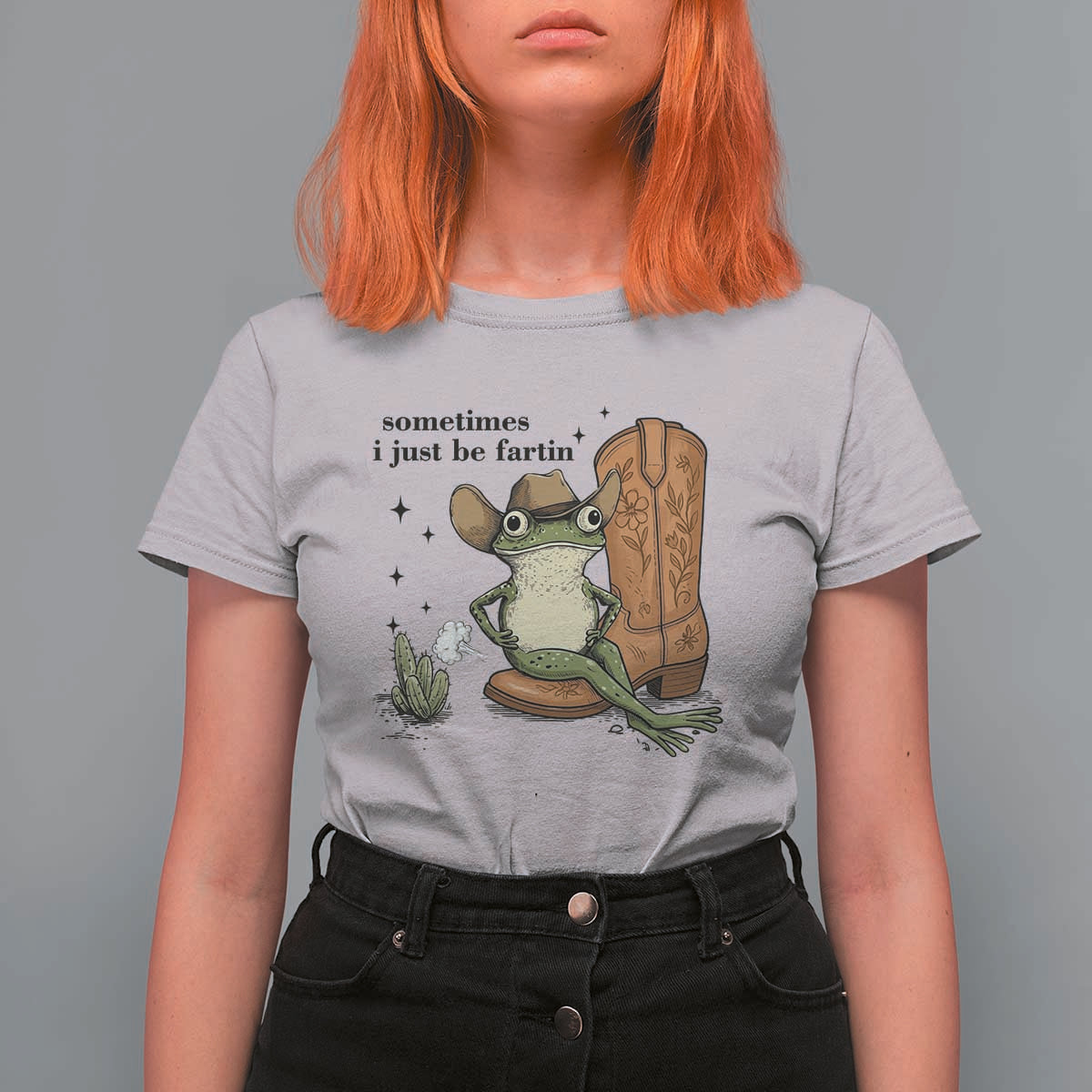 Funny Cowboy Frog T Shirt For Women Sometimes I Just Be Fartin - Wonder Print Shop