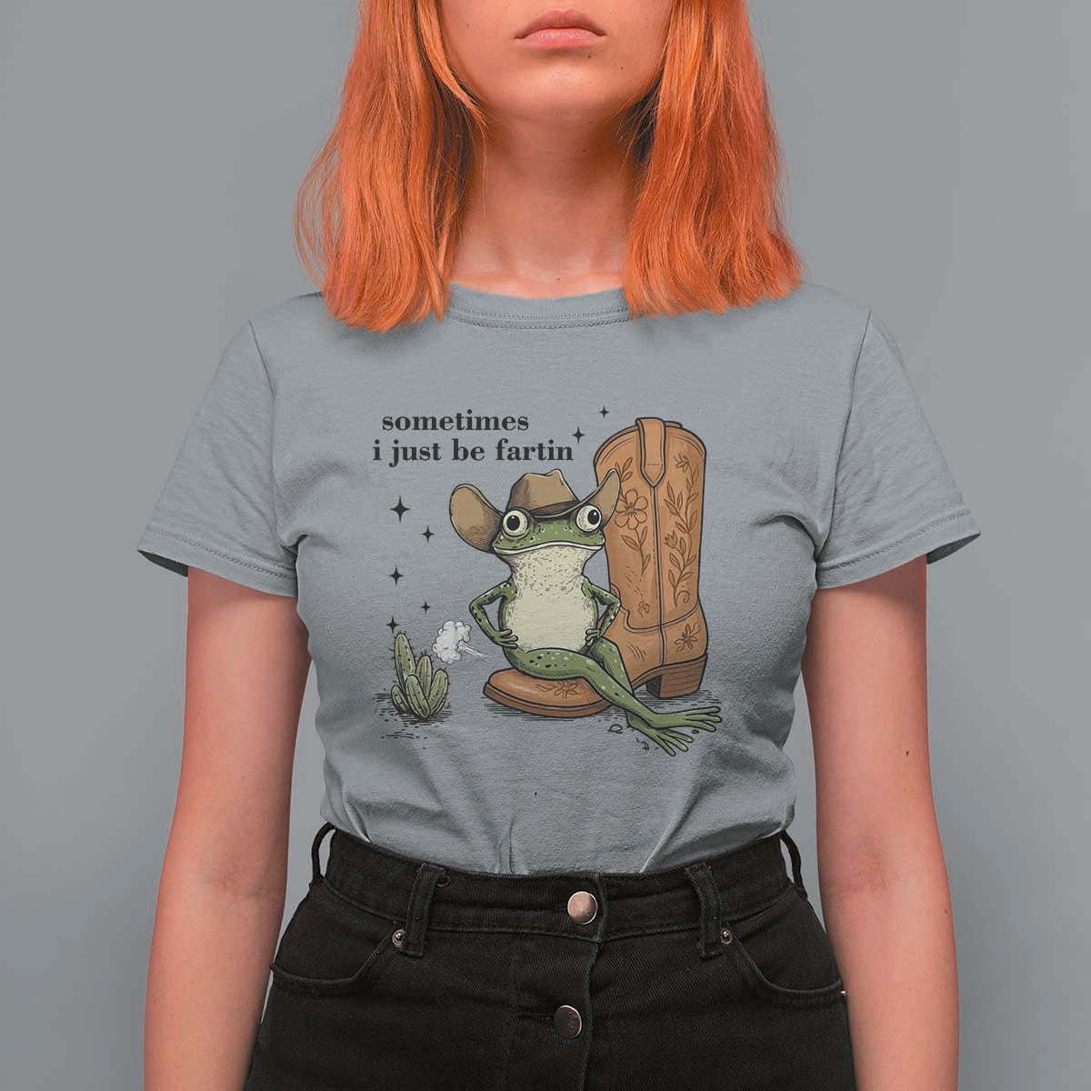Funny Cowboy Frog T Shirt For Women Sometimes I Just Be Fartin - Wonder Print Shop