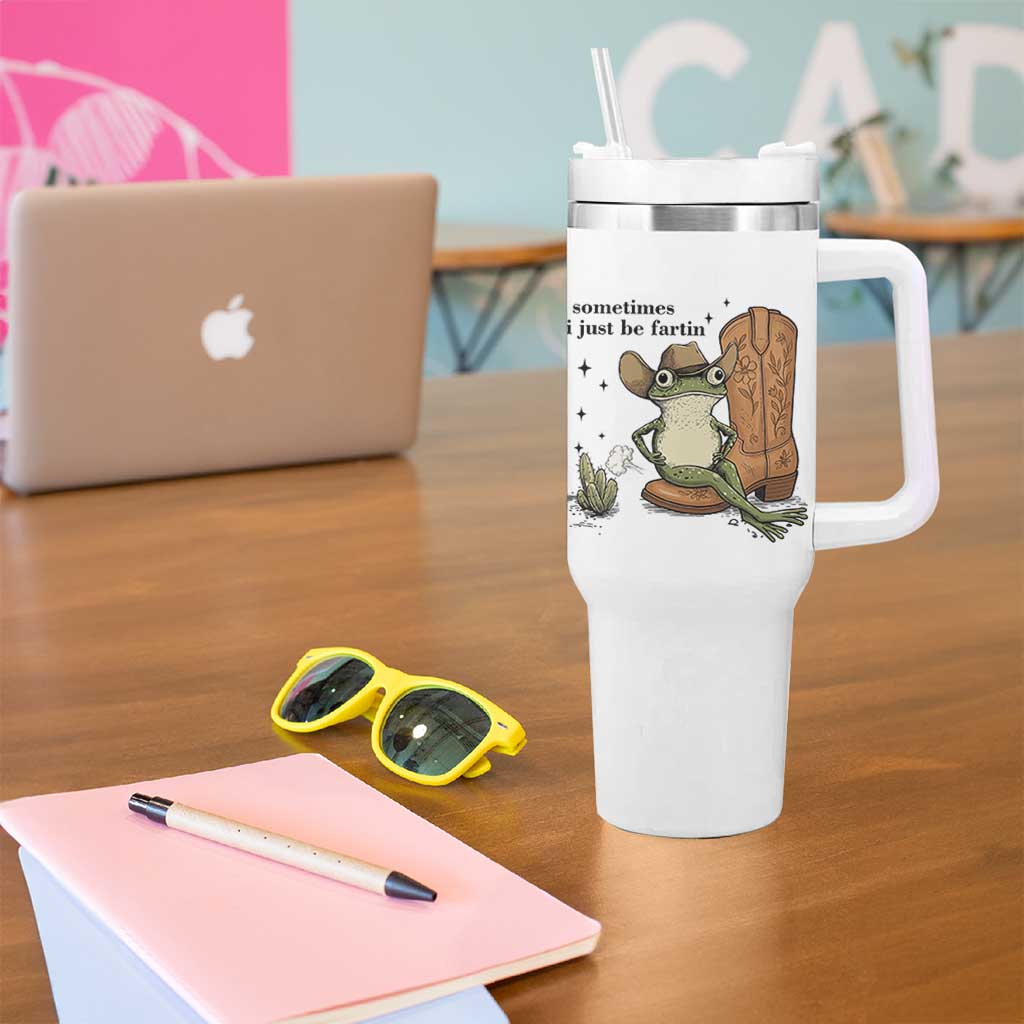 Funny Cowboy Frog Tumbler With Handle Sometimes I Just Be Fartin - Wonder Print Shop