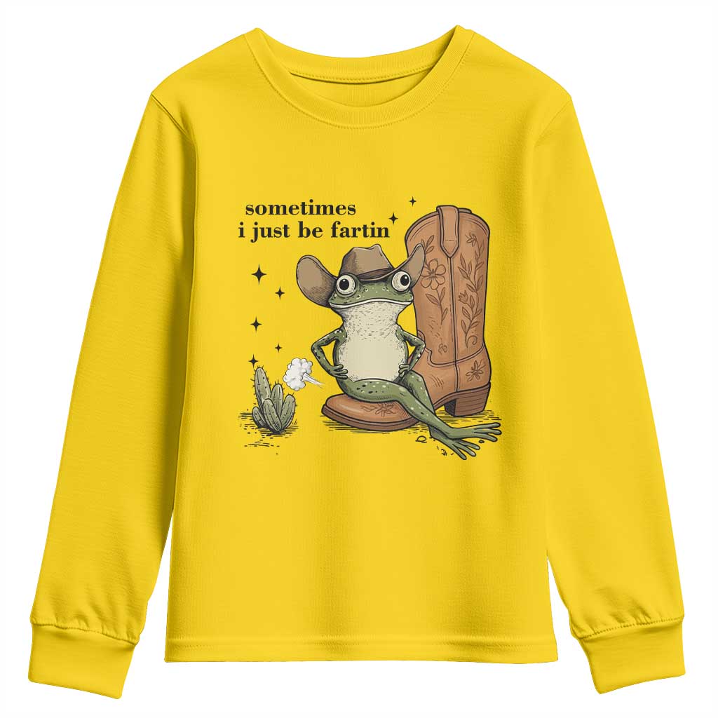 Funny Cowboy Frog Youth Sweatshirt Sometimes I Just Be Fartin - Wonder Print Shop