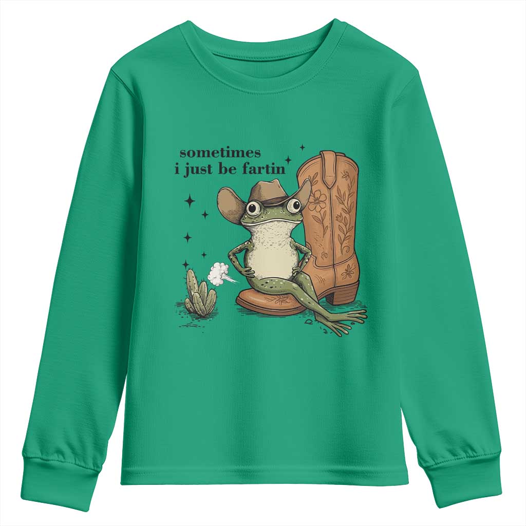 Funny Cowboy Frog Youth Sweatshirt Sometimes I Just Be Fartin - Wonder Print Shop