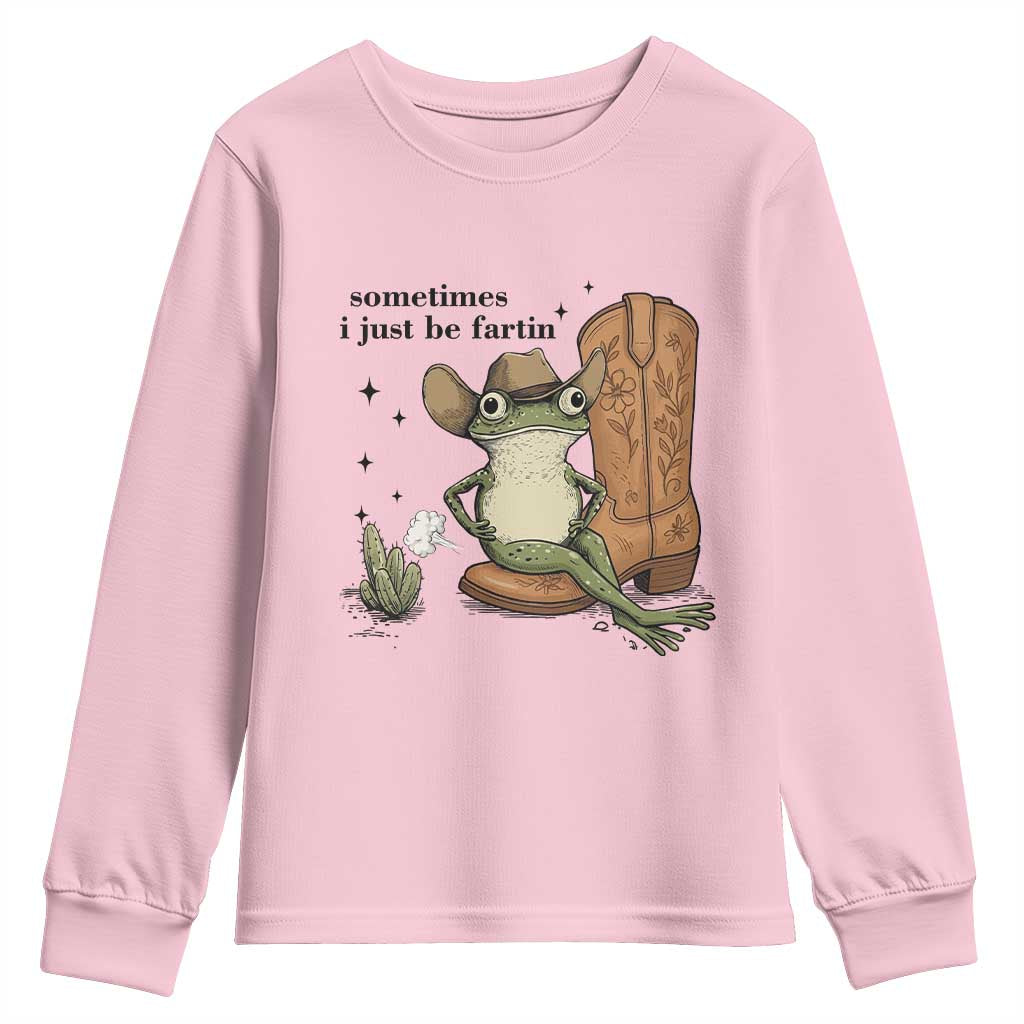Funny Cowboy Frog Youth Sweatshirt Sometimes I Just Be Fartin - Wonder Print Shop