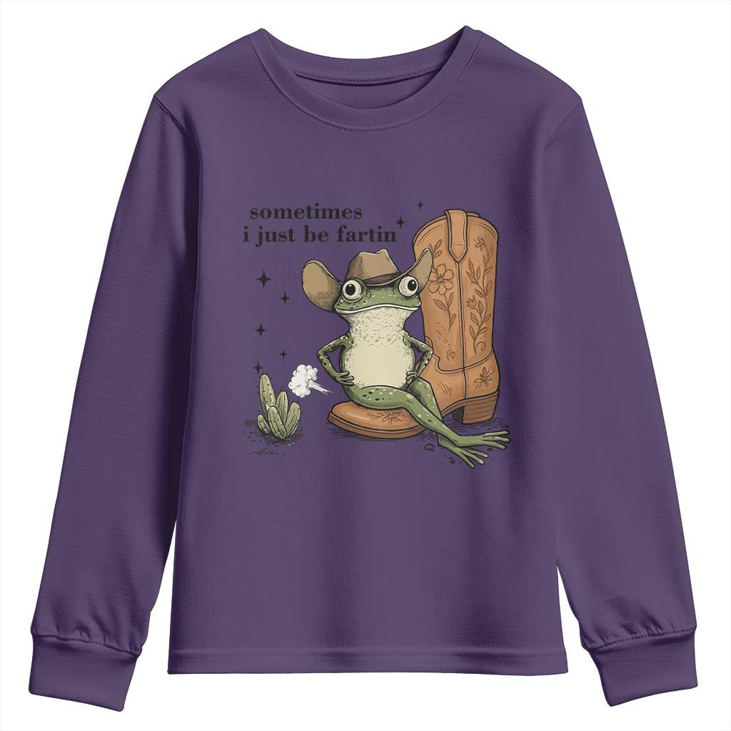 Funny Cowboy Frog Youth Sweatshirt Sometimes I Just Be Fartin - Wonder Print Shop
