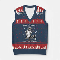 Sometimes I Just Be Fartin V-Neck Knit Sweater Vest Funny Raccoon Meme - Wonder Print Shop