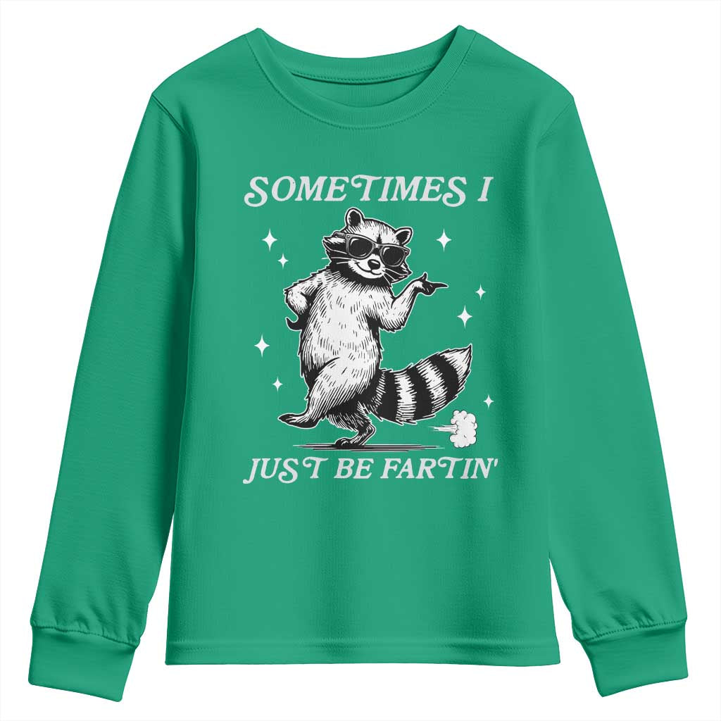 Sometimes I Just Be Fartin Youth Sweatshirt Funny Raccoon Meme - Wonder Print Shop
