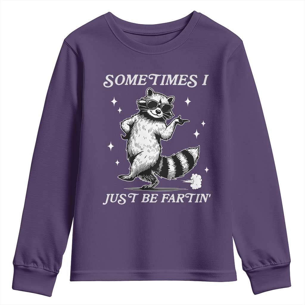 Sometimes I Just Be Fartin Youth Sweatshirt Funny Raccoon Meme - Wonder Print Shop