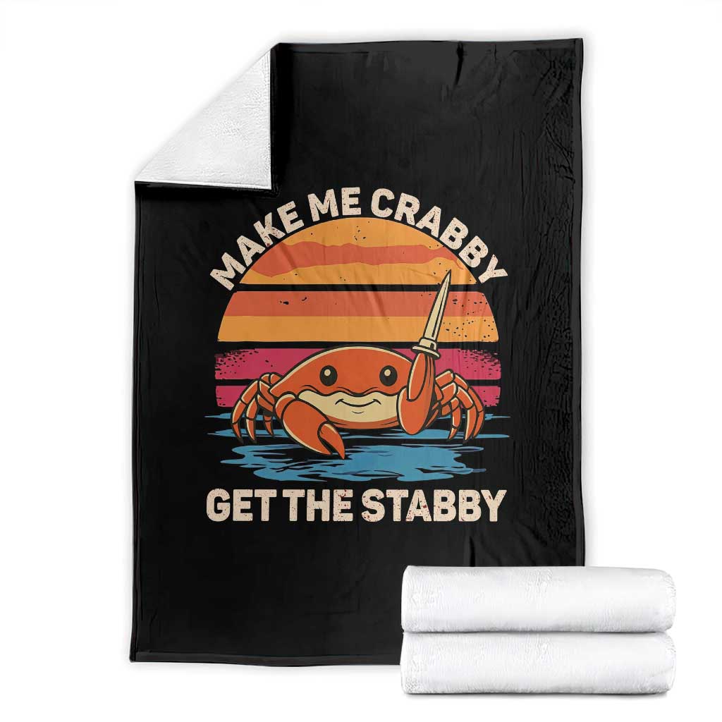 Funny Crab Meme Y2K Throw Blanket Make Me Crabby Get The Stabby - Wonder Print Shop