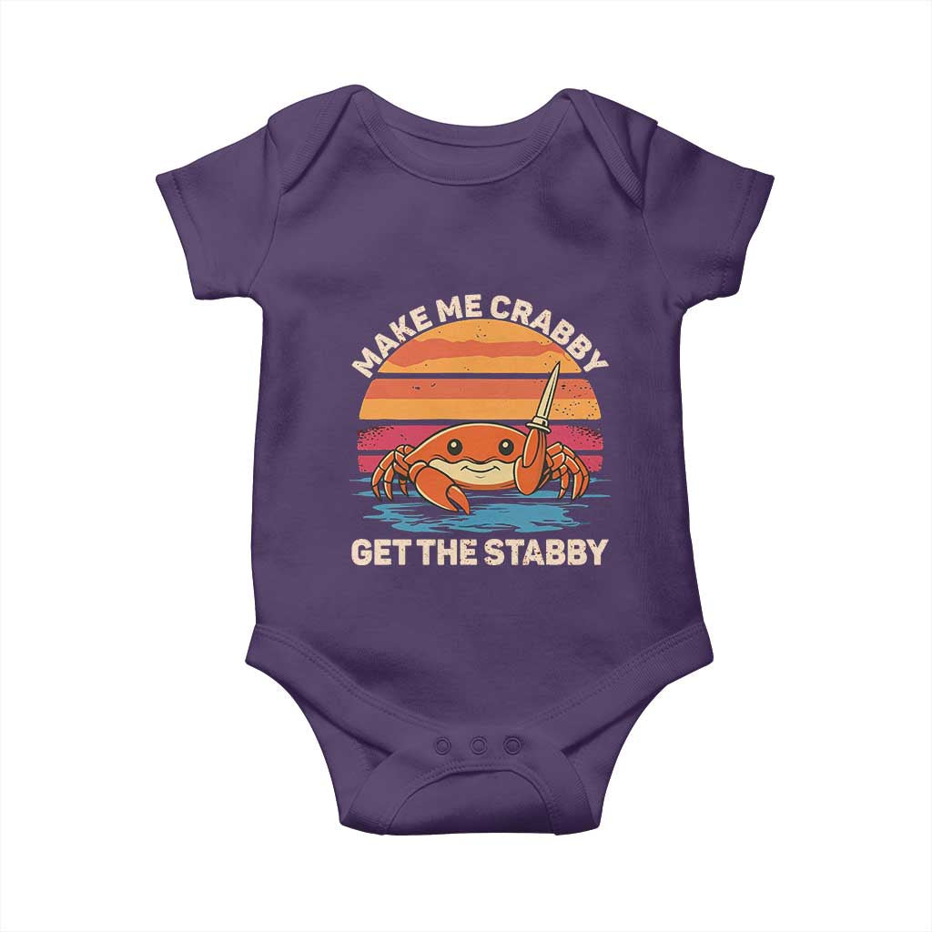 Funny Crab Meme Y2K Baby Onesie Make Me Crabby Get The Stabby - Wonder Print Shop