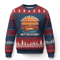 Funny Crab Meme Y2K Ugly Christmas Sweater Make Me Crabby Get The Stabby - Wonder Print Shop