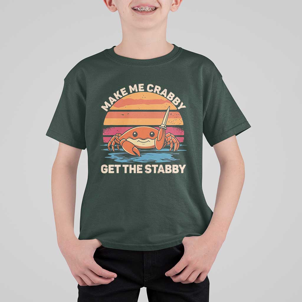 Funny Crab Meme Y2K T Shirt For Kid Make Me Crabby Get The Stabby - Wonder Print Shop