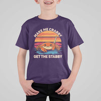Funny Crab Meme Y2K T Shirt For Kid Make Me Crabby Get The Stabby - Wonder Print Shop