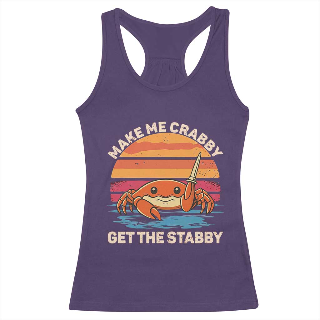 Funny Crab Meme Y2K Racerback Tank Top Make Me Crabby Get The Stabby - Wonder Print Shop