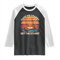 Funny Crab Meme Y2K Raglan Shirt Make Me Crabby Get The Stabby - Wonder Print Shop
