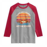 Funny Crab Meme Y2K Raglan Shirt Make Me Crabby Get The Stabby - Wonder Print Shop