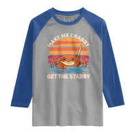 Funny Crab Meme Y2K Raglan Shirt Make Me Crabby Get The Stabby - Wonder Print Shop