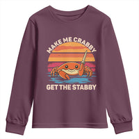 Funny Crab Meme Y2K Youth Sweatshirt Make Me Crabby Get The Stabby - Wonder Print Shop