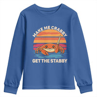 Funny Crab Meme Y2K Youth Sweatshirt Make Me Crabby Get The Stabby - Wonder Print Shop