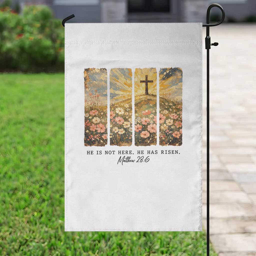 He Is Not Here He Is Risen Garden Flag Christian Easter Bible Verse