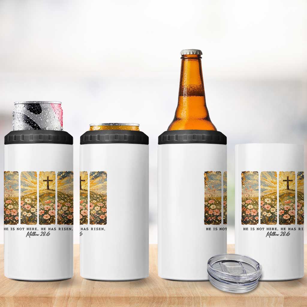 He Is Not Here He Is Risen 4 in 1 Can Cooler Tumbler Christian Easter Bible Verse