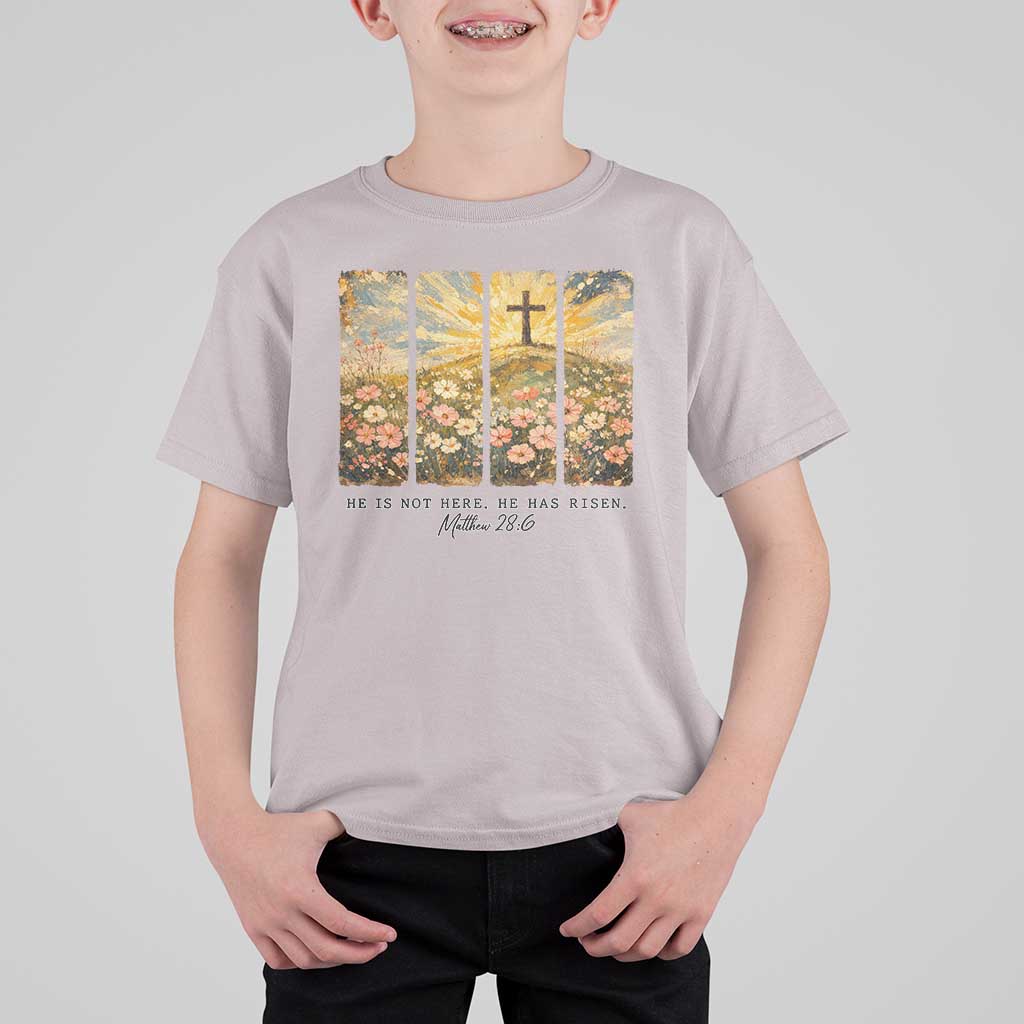 He Is Not Here He Is Risen T Shirt For Kid Christian Easter Bible Verse