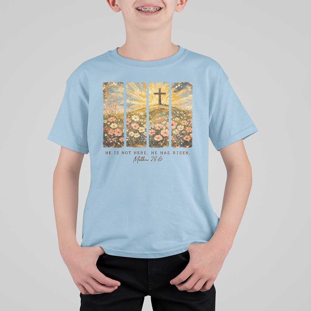 He Is Not Here He Is Risen T Shirt For Kid Christian Easter Bible Verse