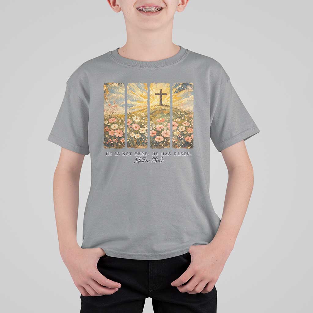 He Is Not Here He Is Risen T Shirt For Kid Christian Easter Bible Verse